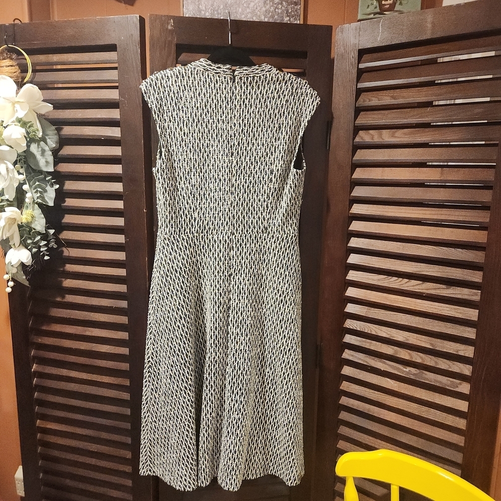 Andrew Marc Black and White Patterned Midi Dress - Picture 3 of 4